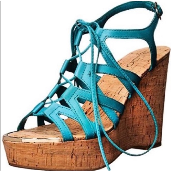 Aldo’s Gladiator Blue Wedge Sandals - Picture 9 of 11
